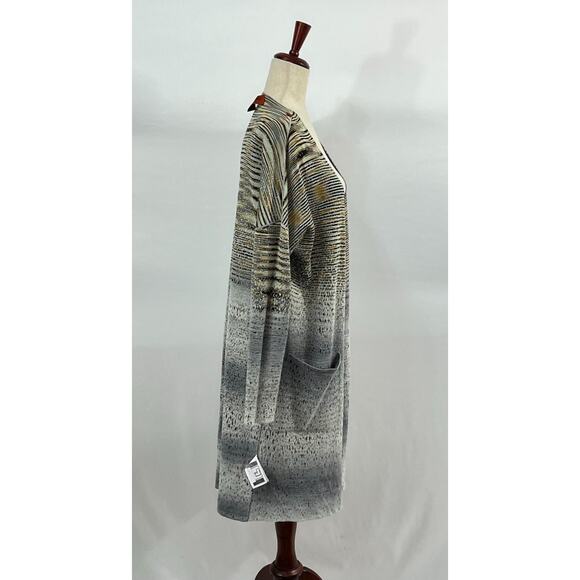 MISSONI Sz 40 Gray Knit Reversible Open Front Cardigan Sweater Duster - Picture 13 of 16
